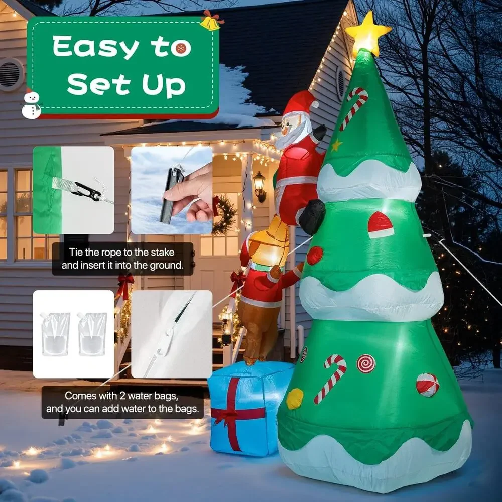7FT‎ Inflatable Christmas Tree , Santa Claus Blow UP LED Outdoor Yard Decoration